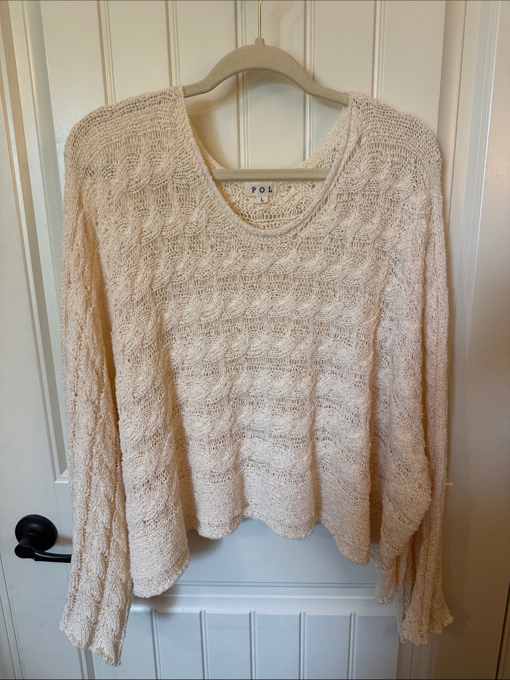 POL Cream Oversized Lightweight Knit Sweater